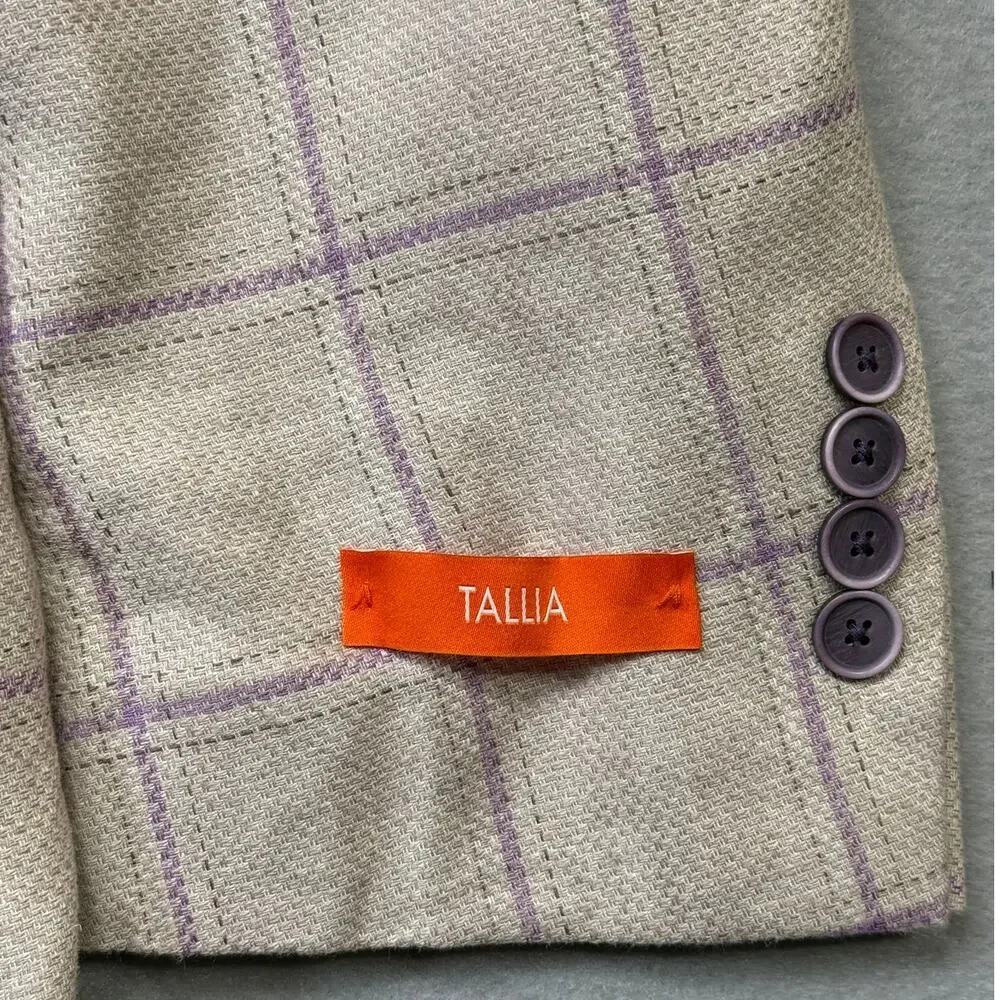 Tallia Men's Slim-Fit Printed Notch-Lapel Sport Coat Natural 50R $295